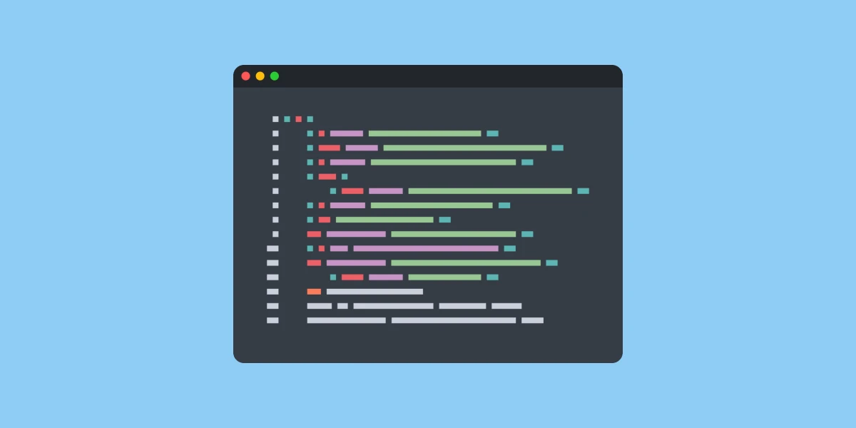 Illustration of a window with colorful lines that symbolize a code editor.